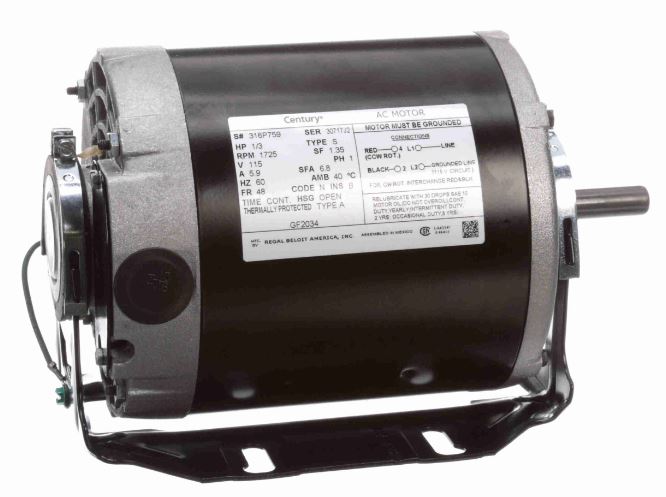 BELT DRIVE BLOWER MOTOR 1/2 HP 115V 1725 RPM 48Y